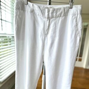 Banana Republic White Classic Straight-Leg Pants, Martin Fit, 💯 Linen